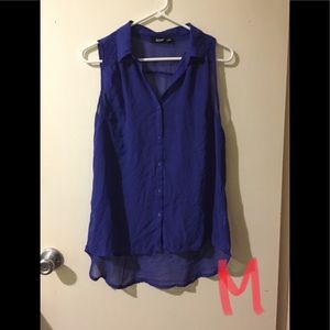 Blue button up blouse